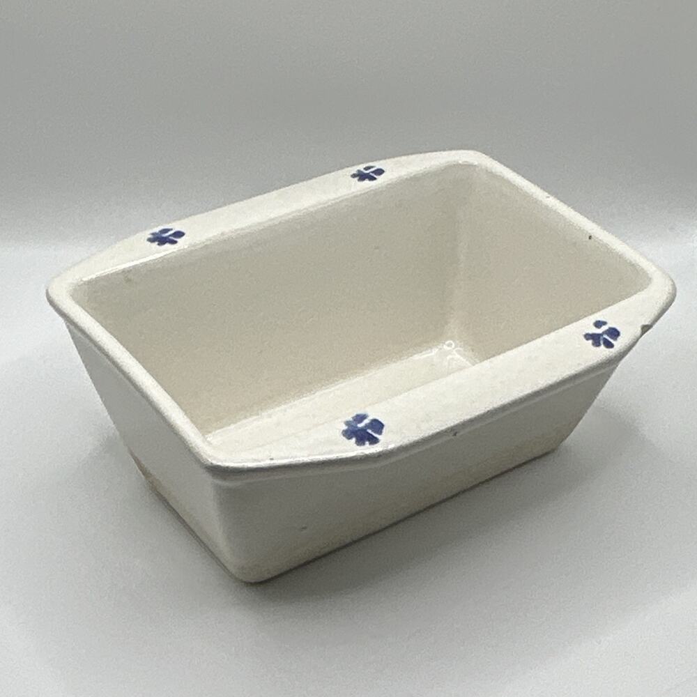 Vintage White Blue Floral Butter Dish